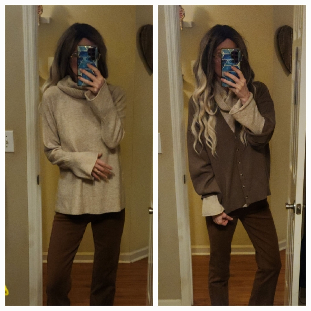 Ann Taylor Loft Cowlneck Turtleneck Bell Sleeve Sweater Stretchy